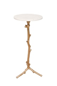 Mid Century Faux Bois Marble Top Side Table