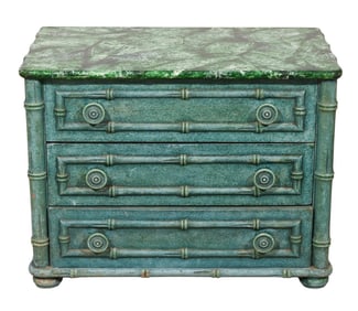 Faux Bamboo Hand Painted Salesman Sample Chest