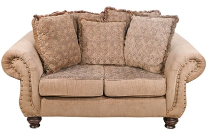 Ashley Custom Upholstered Velour Love Seat
