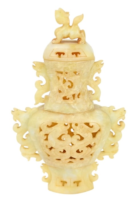 Chinese Carved Hetian Jade Censer (1 of 16)