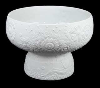 Vintage Lladro Frutero Decorado Blanco Centerpiece