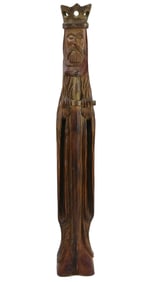 Antique Spanish Hand Carved Statue of King w Sword