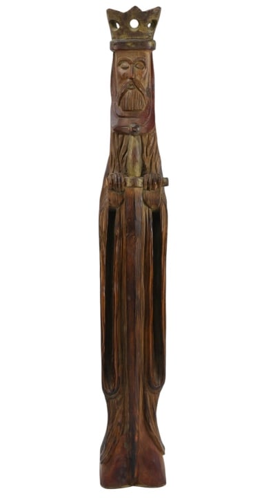 Antique Spanish Hand Carved Statue of King w Sword (1 of 11)
