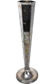 Antique Sheffield 20" Tall Hexagonal Plated Vase