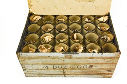 Antique Metal Shipping Crate for 4 Dozen Eggs