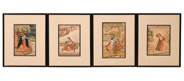 4 Kangra Pahair School Krishna Radha Paintings