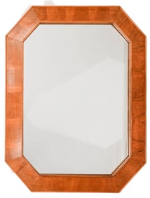 Octagonal Burl Beveled Wood Wall Mirror