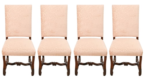 4 Jacobean Style Carved Upholstered Side Chairs