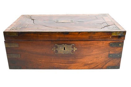 Antique Georgian Campaign Desk w Brass Detail