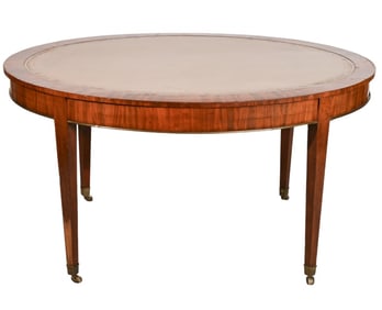 French Provincial Leather Top Round Table