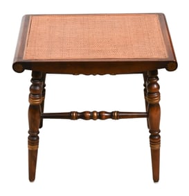Hitchcock Hand Carved Painted Rush Seat Bench