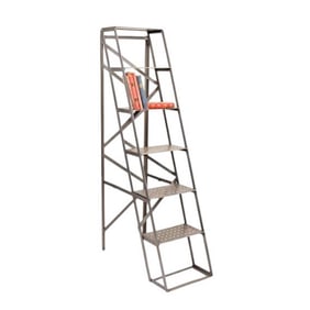 Vintage Industrial Iron Mill Ladder w 6 Steps