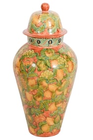 Large Santa Rosa Mexico Hand Painted Covered Urn