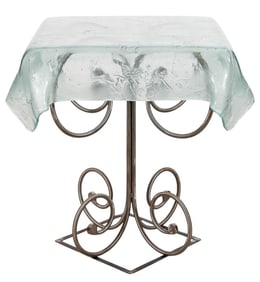 Neiman Marcus Draped Green Glass Hall Table