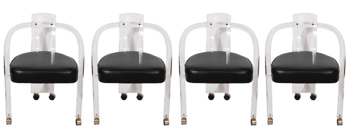 4 Charles Hollis Jones Lucite Dining Chairs