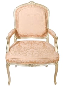 French Carved Scalamandre Upholstered Bergere