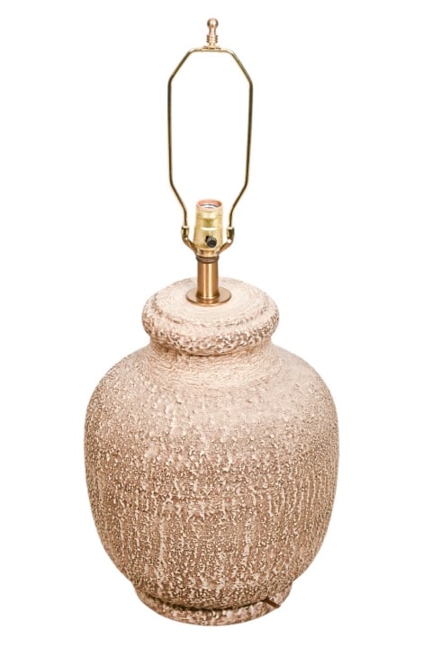 Mid Century Textured Ceramic Table Lamp: Mid Century Textured Ceramic Table LampMeasures 30 inches x 12 inches diameter.
