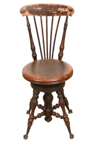 Antique Swivel Piano Chair with Ball and Claw Feet