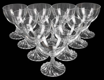 10 Lalique France Crystal Rambouillet Wine Glasses