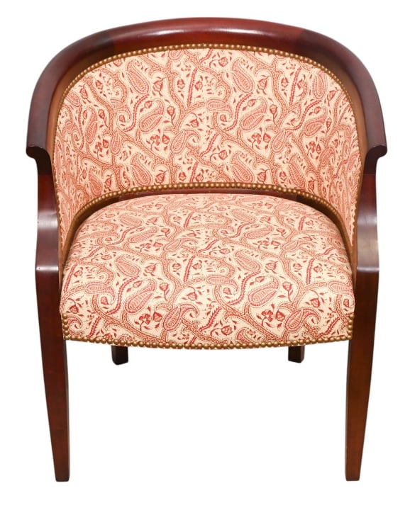 Hickory Carved Mahogany Upholstered Tub Chair (1 of 16)