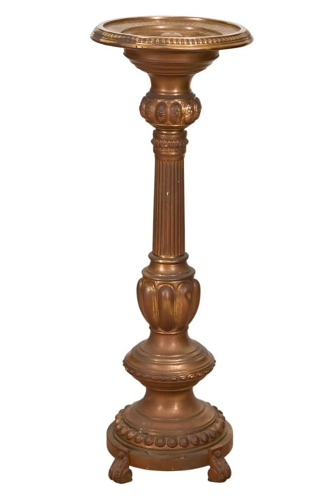 Antique Brass Standing Pedestal Church Font (1 of 10)