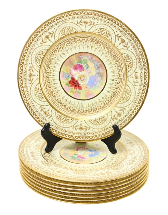 Antique Royal Worcester Hand Painted Dinner Plates (1 of 12)