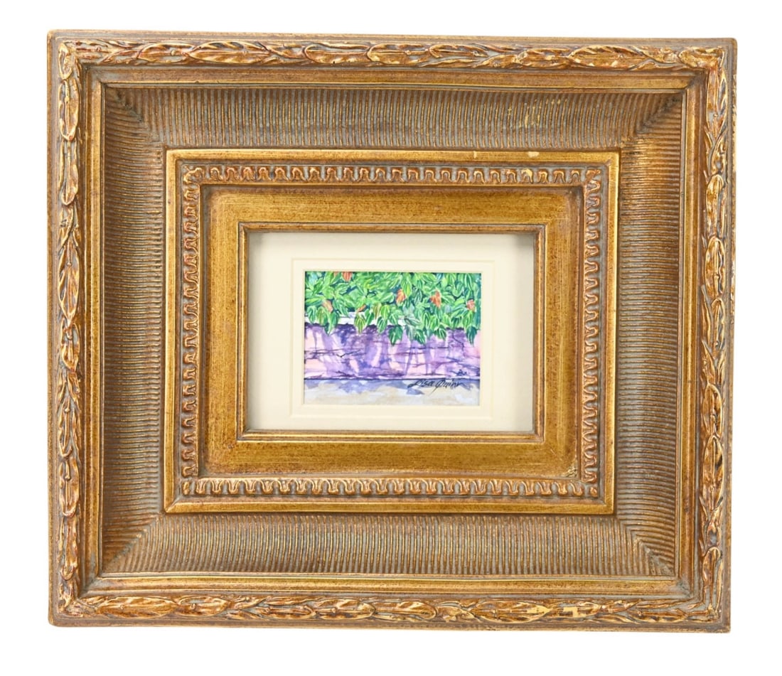 Lisa Quinn Somerset Original Watercolor: Lisa Quinn Somerset Original Watercolor in Gilt Framed.Frame measures 13 inches x 15 inches, art 3 inches x 4 inches.