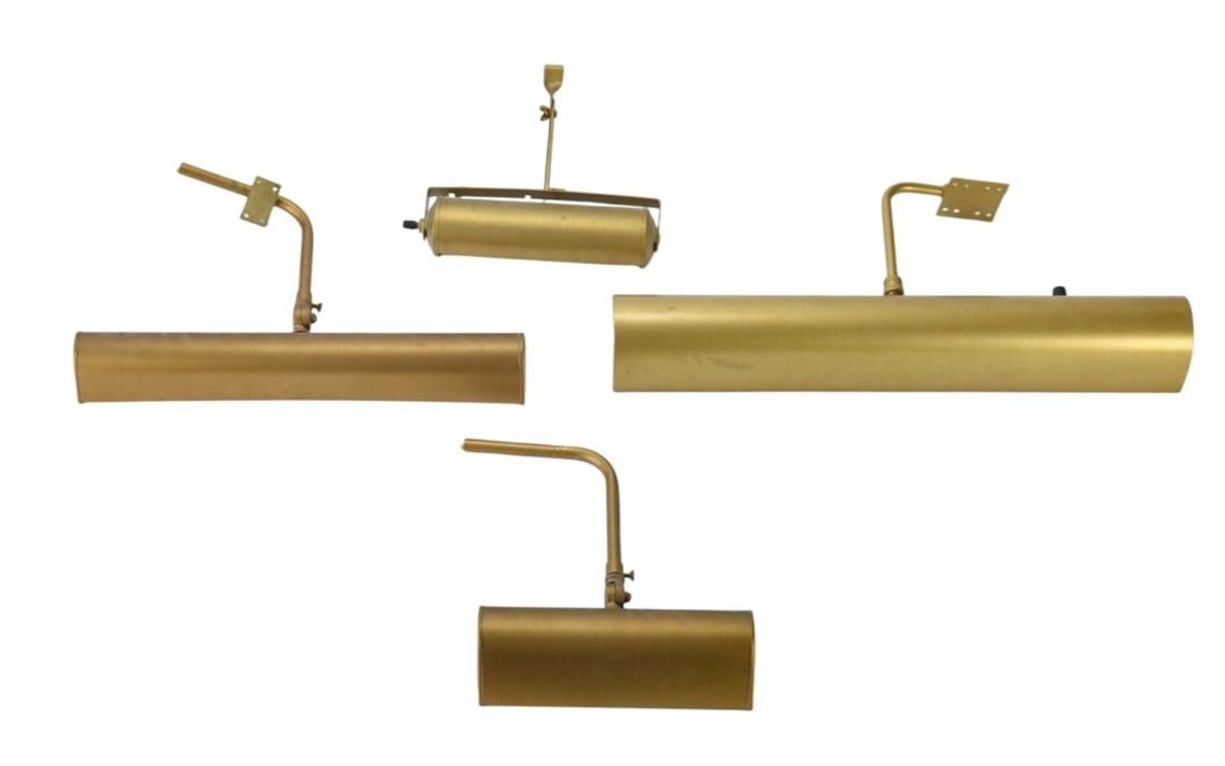4 Gilt Brass Electric Painting Lights w Mounts (1 of 10)