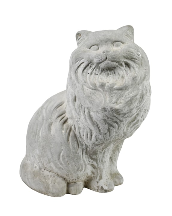 Cast Cement Long Haired Cat Garden Statue (1 of 9)