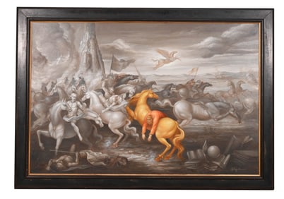 Signed Mural Rubens Style Renaissance Oil Painting