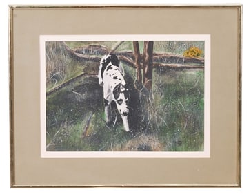 Robert Gwynn Signed Gouache Painting Hunting Dog