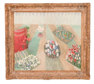 Adele Brandwen Signed Oil on Canvas of Garden