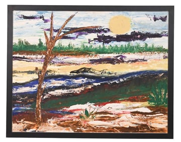 Irene Rozek Signed Acrylic Painting of Landscape