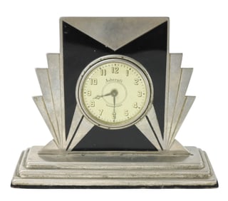 Art Deco Ashcraft Chrome & Enamel Small Desk Clock