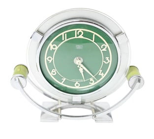 Smiths Art Deco Green Face & Chrome Electric Clock
