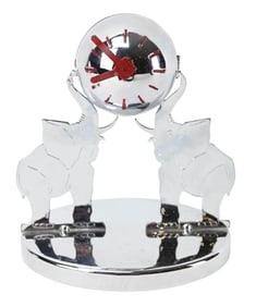 Art Deco Table Clock Elephants Holding Globe
