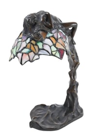 E. Thomasson Art Nouveau Bronze Daphne Lamp