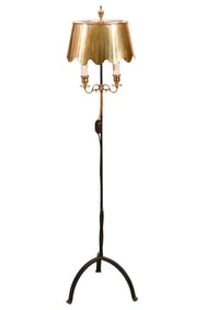 Wrought Iron & Brass Standing Bouillotte Lamp