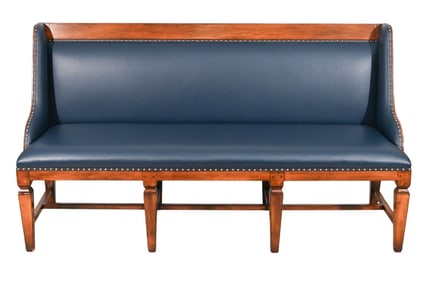 Federal Style Hand Carved Leather Upholstered Sofa
