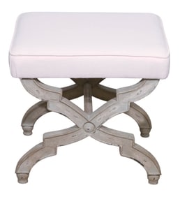 Zentique Custom Pink Upholstered X Base Stool