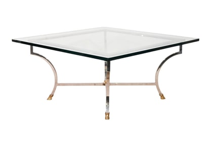 After Maison Jansen Chrome Brass Hoof Coffee Table