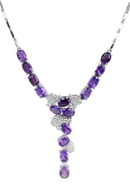 Sterling Sapphire & Diamond Waterfall Necklace