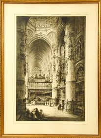 Albany Howarth Signed Etching Cathedral Interior