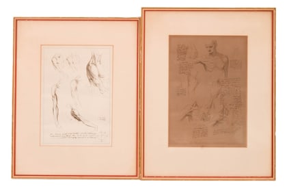 2 After Leonardo de Vinci Anatomical Engravings