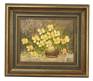 Dell Signed Oil Painting Floral Still Life