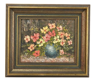 Dell Signed Oil Painting Floral Still Life