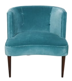 Mid Century Room & Board Teal Velvet  Accent Chair