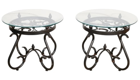 Pair Steve Silver Lola Outdoor Glass Top Tables