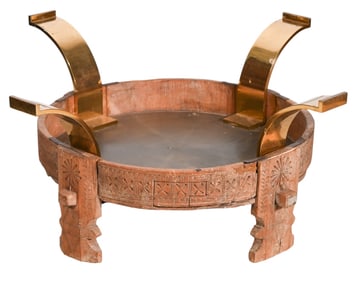 Antique Indian Hand Carved Chakki Table Base