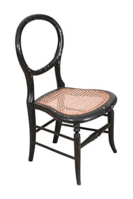 Antique Kid's Wicker Chair w/ Pearl Inlay